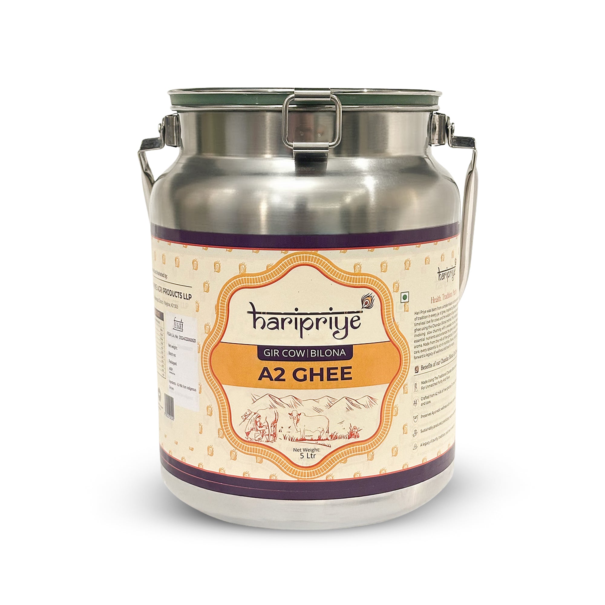 Organic A2 Gir Cow Ghee 5L